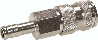 Kupplungsdose (NW7,2) 6mm Schlauch, Stahl gehärtet, vernickelt / Messing vernick