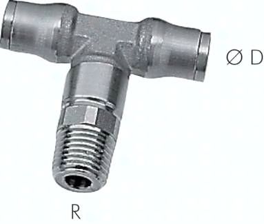 T-Steckanschluss R 1/4"-6mm, Baureihe Edelstahl