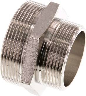 Doppelnippel G 2"-G 1 1/2", 16 bar Messing vernickelt