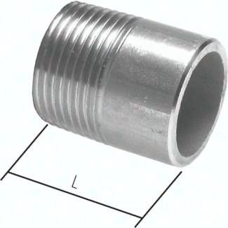 Anschweißnippel R 1/2"-40mm-21,3 (1/2"), 20 bar 1.4571