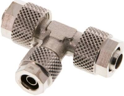 T-Verschraubung 8 x 6 (mittig: 6 x 4)mm, Messing vernickelt