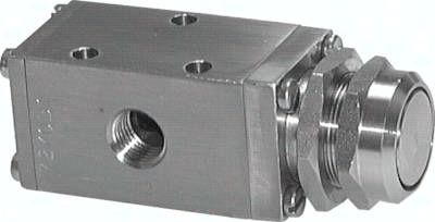 3/2-Wege-Drucktastenventil aus Edelstahl, G1/4"