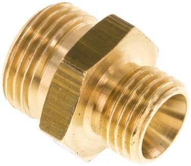 Doppelnippel G 3/8"-G 1/4", 16 bar Messing/Rotguss