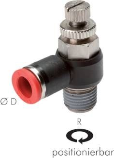 Winkel-Drosselrückschlag-ventil R 1/2"-8mm,zuluftregelnd (Sonderausführung)
