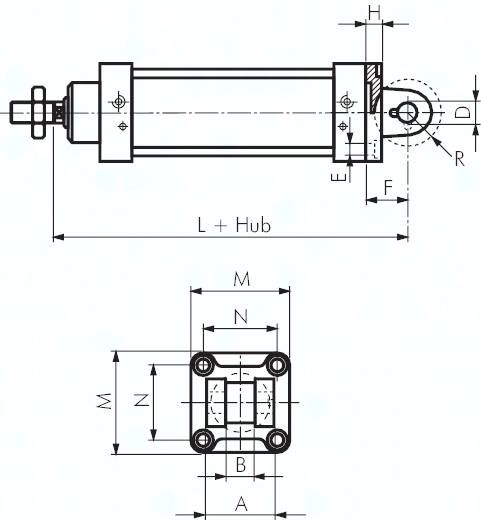 ISO 15552-Gabelschwenkbefesti-gung 100 mm, 1.4401