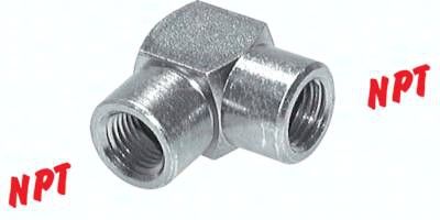 Hochdruck-90°-Winkel NPT 1/2" (IG), Stahl verzinkt