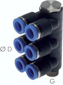 Steck-Mehrfachverteiler, 6-fach G 1/4"-8mm, IQS-Standard