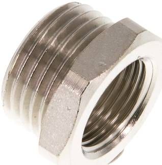 Reduziernippel G 1/2"(AG)-G 3/8"(IG), 16 bar Messing vernickelt