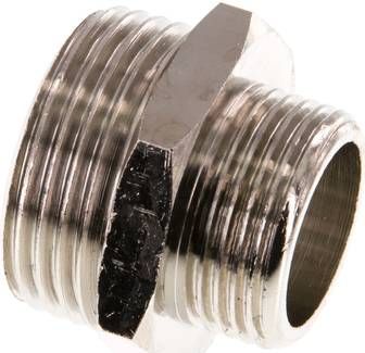 Doppelnippel G 1"-G 3/4", 16 bar Messing vernickelt