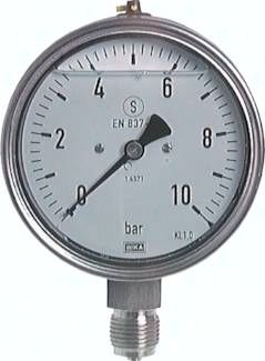 Gly.-Sicherheits-Manometer senkrecht,100mm, 0 - 60 bar