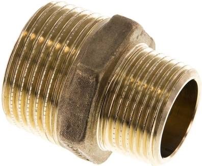 Doppelnippel R 1"-R 3/4", 16 bar Messing/Rotguss