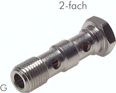 Hohlschraube, 2-fach G 3/8"-53,5mm, Messing vernickelt