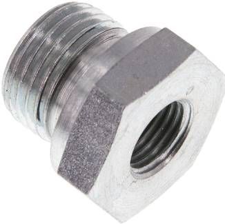 Hydraulik-Reduzierung G 1/2"(AG)-G 1/4"(IG), Stahl verzinkt, Elastomerdichtung