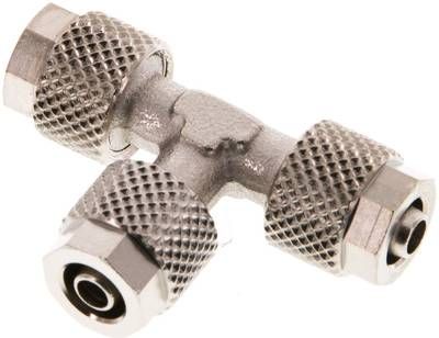 T-Verschraubung 6 x 4mm, Messing vernickelt