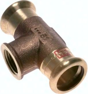 Pressfitting, T-Stück, 35mm, Rp 1/2" IG, Kupfer / Kupferlegierung
