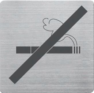 Edelstahl-Piktogramm, 90 x 90 mm, Rauchen nein