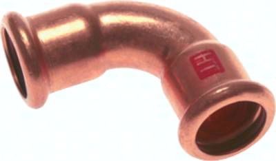 Pressfitting, 90° Bogen, 15mm innen, Kupfer / Kupferlegierung