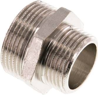 Doppelnippel G 1 1/4"-G 1", 16 bar Messing vernickelt