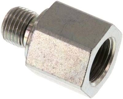 Hydraulik-Reduzierung G 1/4"(AG)-G 3/8"(IG), Stahl verzinkt, Elastomerdichtung