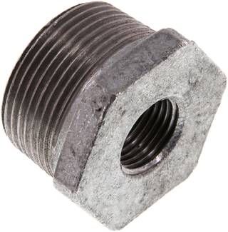 Reduziernippel R 1 1/4"(AG)-Rp 1/2"(IG), 25 bar Temperguss verzinkt