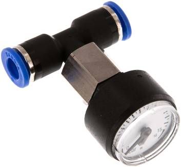 Manometer 0 - 16bar, 6mm Schlauch, IQS-Standard