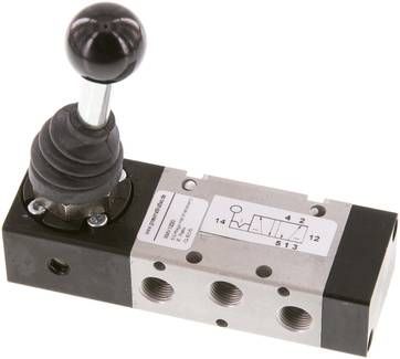 5/2-Wege Handhebelventil, G 1/8", Raste