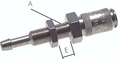 Schott-Kupplungsdose (NW2,7) 4mm Schlauch, Messing vernickelt