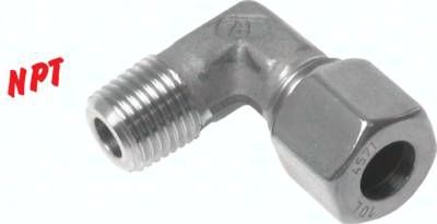 Winkel-Schneidringverschraub. 22 L-NPT 3/4", Klemmring 1.4571 (NC)