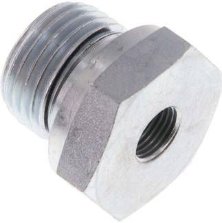 Hydraulik-Reduzierung G 1/2"(AG)-G 1/8"(IG), Stahl verzinkt, Elastomerdichtung