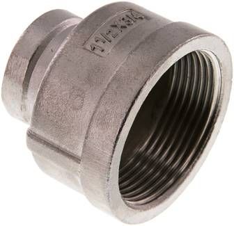 Rundmuffe Rp 1 1/2"-Rp 3/4", 16 bar 1.4408