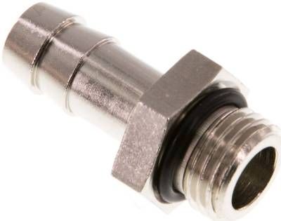 Gewindetülle mit O-Ring G 1/4"-9mm, Messing vernickelt