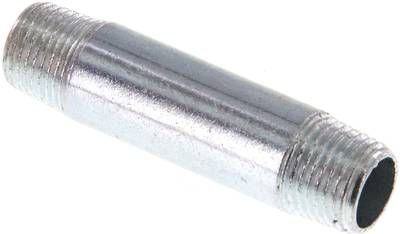 Rohrdoppelnippel R 1/8"-40mm, 50 bar, Stahlrohr ST 37 verzinkt