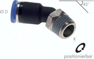 45°-Steckanschluss R 1/8"-10mm, IQS-Standard