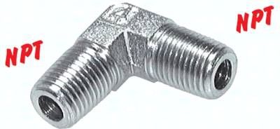 Hochdruck-90°-Winkel NPT 1/4" (AG), Stahl verzinkt