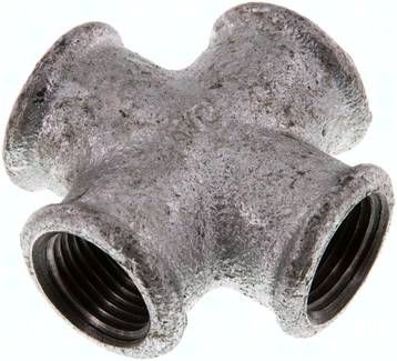 Kreuzstück Rp 1/2" (IG), 25 bar Temperguss verzinkt
