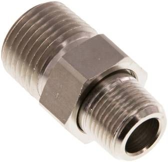 Doppelnippel trennbar R 1/2"-R 3/8", 16 bar Messing vernickelt