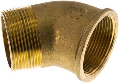 45°-Einschraubwinkel Rp 1 1/2"(IG)-R 1 1/2"(AG), 16 bar Messing