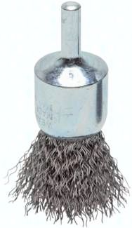 Pinseldrahtbürste 23mm, 6mm Schaft, Edelstahldraht 0,3 mm (gewellt)