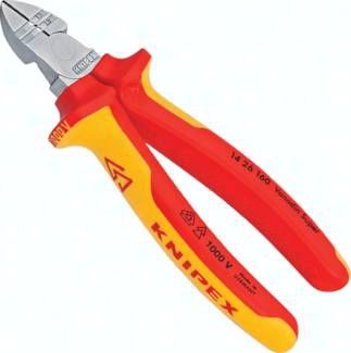 Abisolierseitenschneider, verchromt mit 2K-Griffen, VDE-geprüft bis 1000V