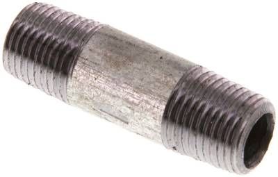 Rohrdoppelnippel R 1/8"-30mm, 50 bar, Stahlrohr ST 37 verzinkt