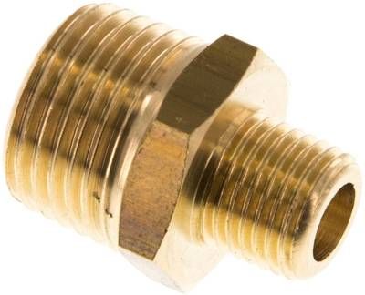 Doppelnippel R 1/2"-R 1/4", 16 bar Messing/Rotguss