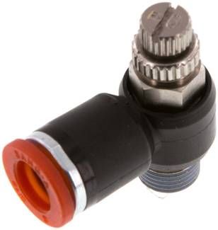 Winkel-Drosselrückschlag-ventil R 1/8"-8mm,zuluftregelnd (Sonderausführung)
