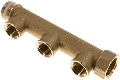 Verteilerrohr G 3/4"(IG/AG), 3 Abgänge G 1/2" (IG)