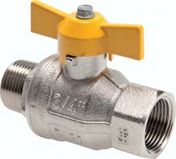 Messing-Kugelhahn, DVGW, R / Rp 1" (AG/IG), PN 40