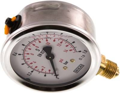 Glycerin-Manometer senkrecht (CrNi/Ms), 63mm, 0 - 1 bar