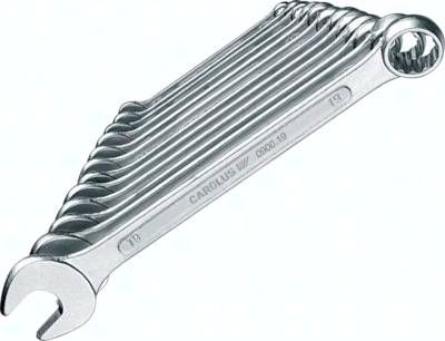 Carolus Ring-Maulschlüssel ab-gewinkelt, 10-teilig: 8, 10, 11, 12, 13, 14, 15, 1