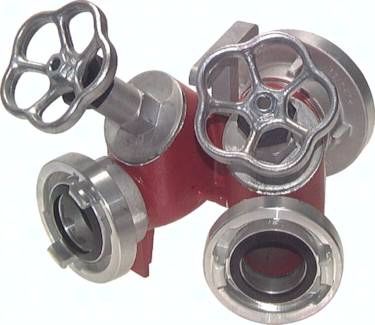 Storz-Verteiler 1 x 75-B -> 2 x 52-C, Ventilabsperrung