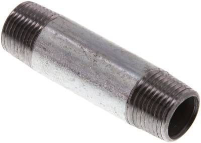 Rohrdoppelnippel R 3/8"-60mm, 50 bar, Stahlrohr ST 37 verzinkt