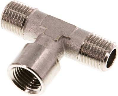 T-Stück R 1/4" (AG)-G 1/4" (IG), Messing vernickelt