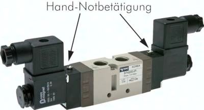 5/2-Wege Magnetventil, G 1/4" (Abluft G 1/8"), Impulsventil, 115 V AC